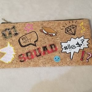 Wood grain textured makeup/pencil bag